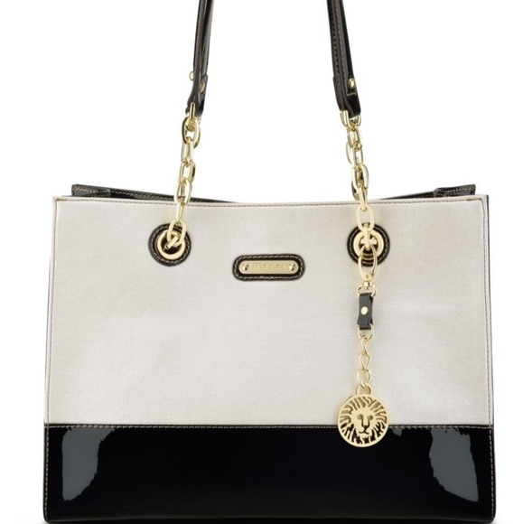 Anne Klein Handbags - Anne Klein Black Patent Leather and White Purse